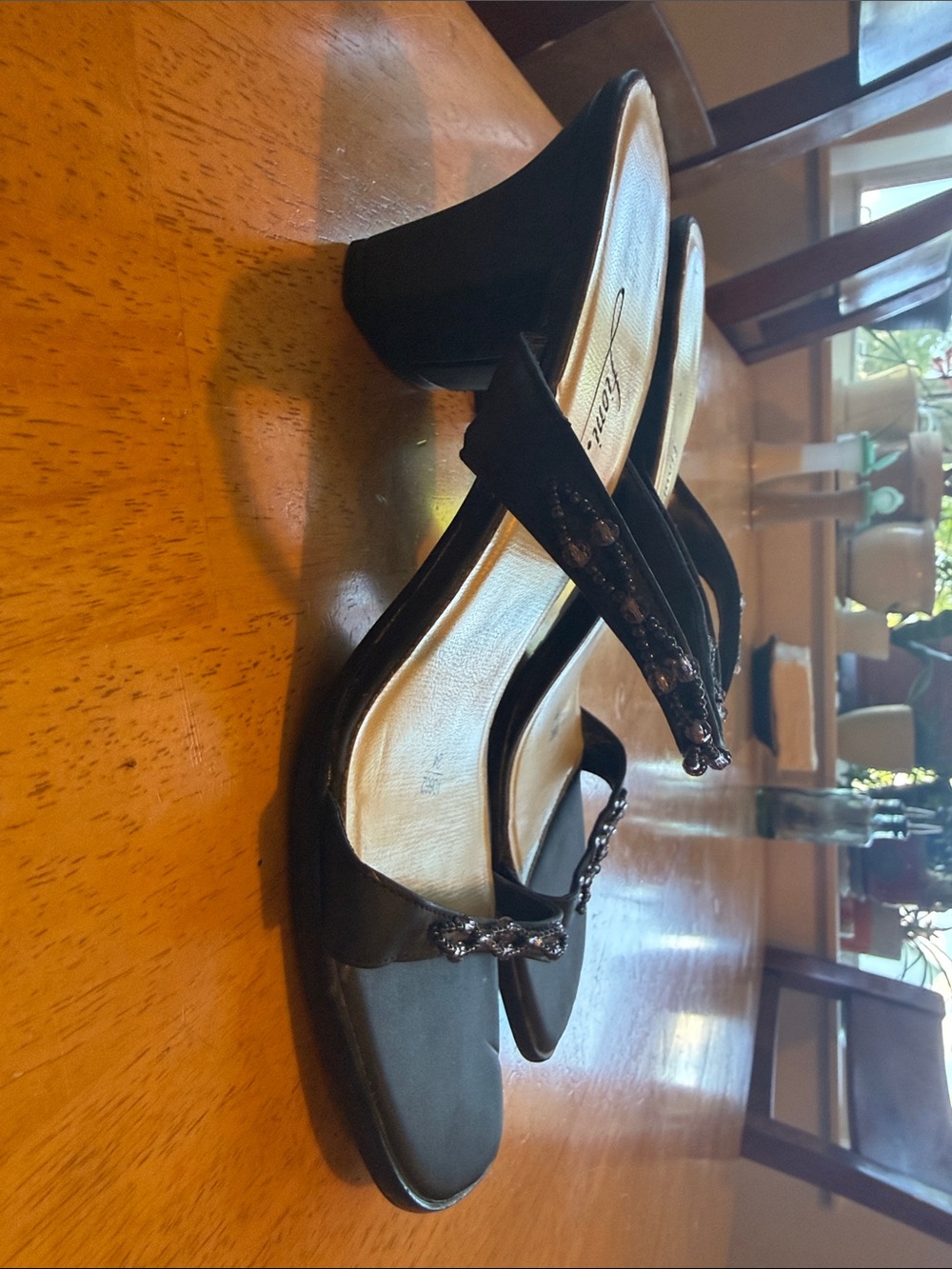 FIONI Clothing Black Beaded Open-Toe Heeled Sandals - Picture 4 of 7
